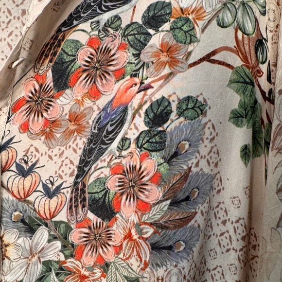 Johnny Was Embroidered Floral Bird Tunic Shirt Top Women's Sz L / XL - Picture 2 of 8